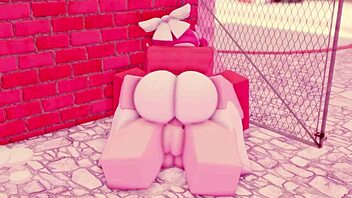 Roblox slut bent over for big cock three-way creampie