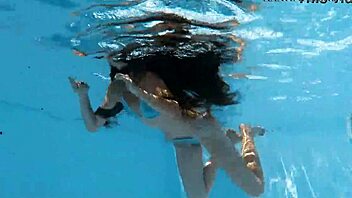 Lana, super hot skinny babe swims underwater horny?