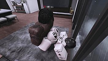 roblox goth girl comes back for rough big black cock sex