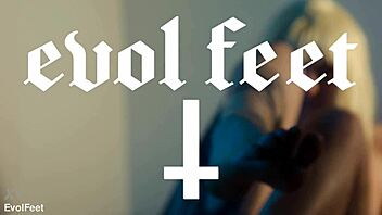 Blonde femdom goddess chokes you into foot slave licking