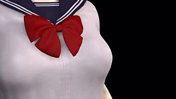 3d brunette asian with big tits squirts milk in pov