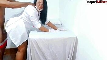 In the hospital room, a nurse and esthetician carefully observe the patient's developing condition during examination