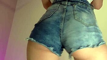 Tease Her Too-Tiny Denim Shorts Ripping Off That Sexy Ass