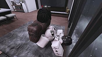 roblox goth girl comes back for rough big black cock sex