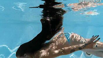 Lana, super hot skinny babe swims underwater horny?