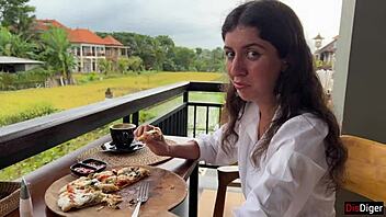 Cum dripping down my face as I devour pizza!