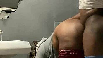 Slamming backshots deep in bar bathroom with bbw milf