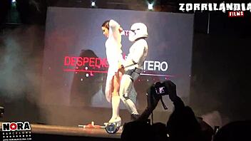 star war-ass acrobatic brunette big tits blowbang party