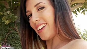 jelena jensen teases her big clit pussy lips outdoors solo