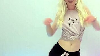 Skinny blonde dances sexy in tiny shorts shaking ass
