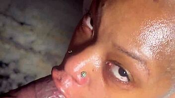 Sloppy living room blowjob huge facial blast