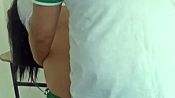 Schoolgirl girlfriend rides cowgirl doggystyle in classroom homemade pov