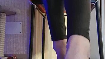 dirty teen slut in leggings fingers her wet pussy in shower fetish