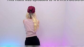 Skinny blonde dances sexy in tiny shorts shaking ass