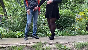 Curvy BBW Flashes Huge Tits in Pantyhose for Perverts