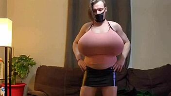 shanneltrav bounces her massive trans boobs everywhere