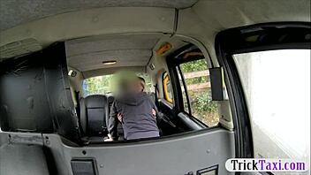 blonde babe's tight asshole wrecked by driver's huge cock