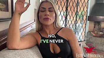 brazilian tattooed blonde delivers scorching garage sex heat