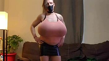 shanneltrav bounces her massive trans boobs everywhere