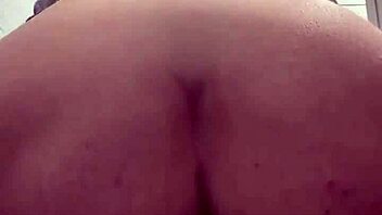 Brunette's pussy stretched wide by monster dildo thrusting deep