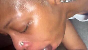 Sloppy living room blowjob huge facial blast