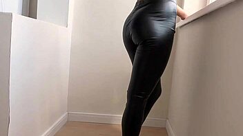 Fit babe's ripped leather pants soaked with creampie after rough ride