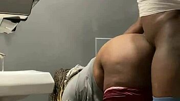 Slamming backshots deep in bar bathroom with bbw milf