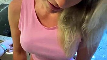 Sexy Alice Swallows Huge Kitchen Cumload Deep