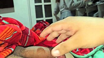 girl in skirt catches jerking rubs cock starts action