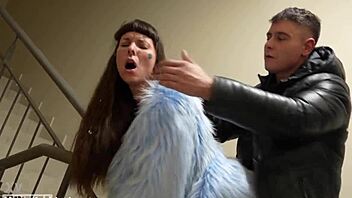 we got spied fucking in entrance so moved home for rough juicy pussy pounding screams