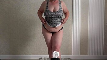 mature pawg wife tries big ass panties shorts