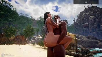 Curvy white milf Alissa battles big black cock Locu on beach