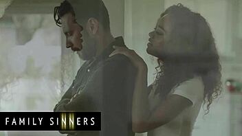 ebony babe moans as big cock licks spanks her wet shaved pussy