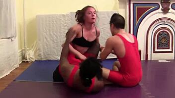 veve lane dominates in intense spandex wrestling match
