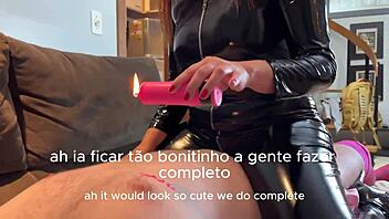 Playing wax tease on sub while bbc waits to pound me in front