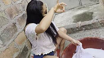 sarita teaches young stud her body squeezing milk from tight pussy