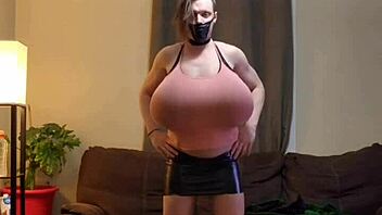 shanneltrav bounces her massive trans boobs everywhere