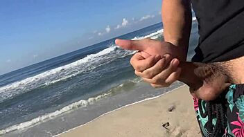 Beach dick flash scores hot mff threesome prize