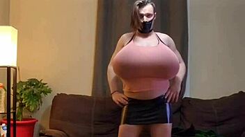 shanneltrav bounces her massive trans boobs everywhere