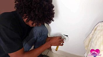 handyman rips clothes for electric anal creampie