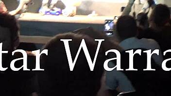 star war-ass acrobatic brunette big tits blowbang party