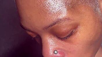 Sloppy living room blowjob huge facial blast