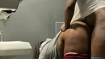 Slamming backshots deep in bar bathroom with bbw milf