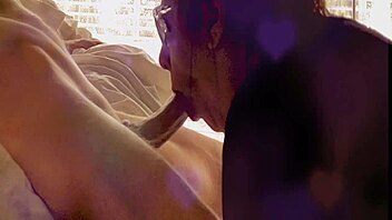 girlfriend unwinds deepthroating long uncut cock close-up homemade