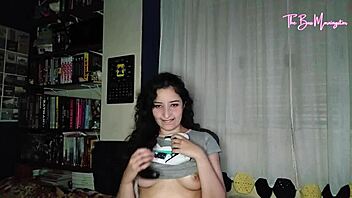 brunette big tits housewife fucks dildo wet pussy during thunderstorm