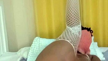 Curvy black Milf spreads wet fat pussy wide for your hungry eyes