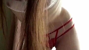 cutie in fishnets dances with innie lips 😍 tiny tits miniskirt tease