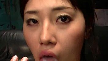 sexy japanese azusa nagasawa slurps two cocks wildly