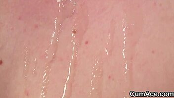 Horny classy bimbo swallows bukkake jizz from blowbang faceshot