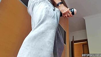 latino hunk rams fleshlight by window cums deep inside